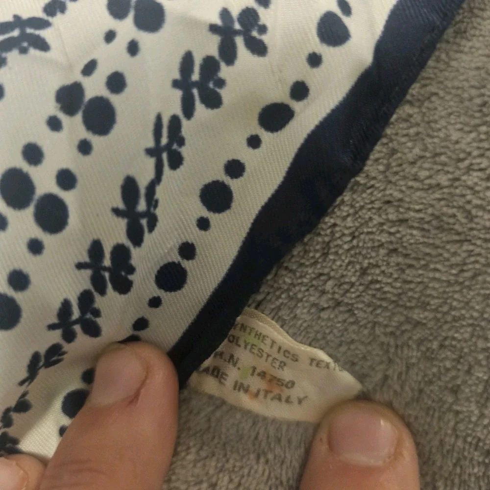 Blue Printed Scarf‎ Made In Italy Polyester Square Scarf